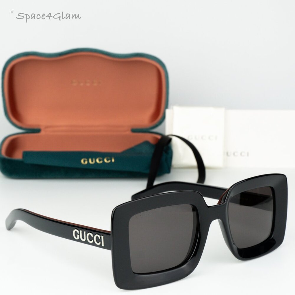Gucci Women AUTHENTIC Sunglasses Black Grey Square GG1718S 001 BRAND NEW